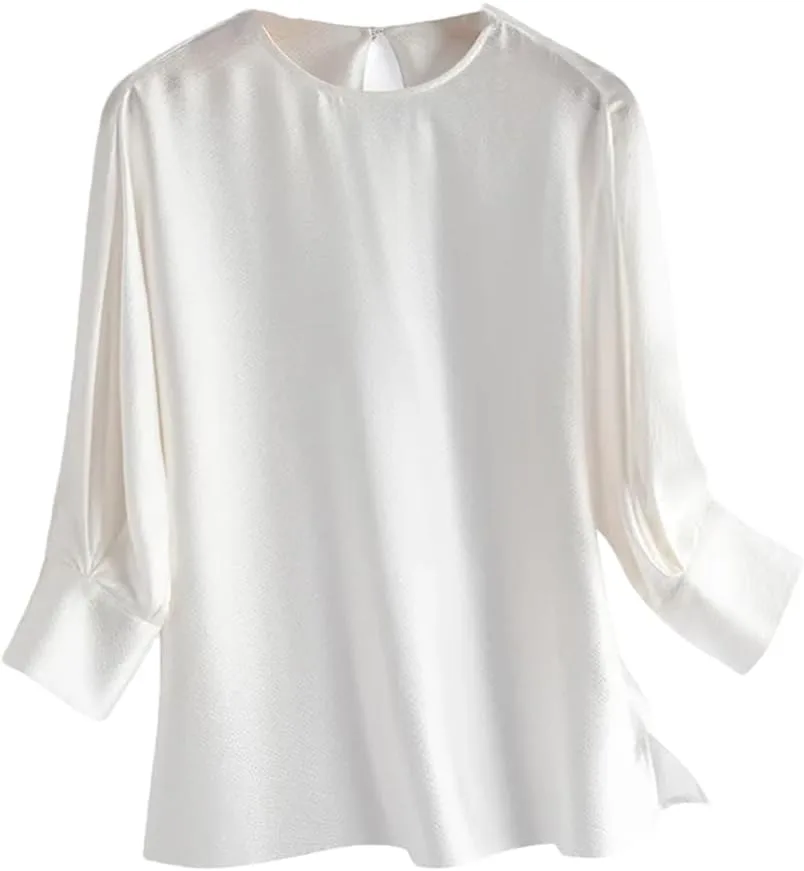 

Женская футболка из шелка с коротким рукавом и круглым вырезом