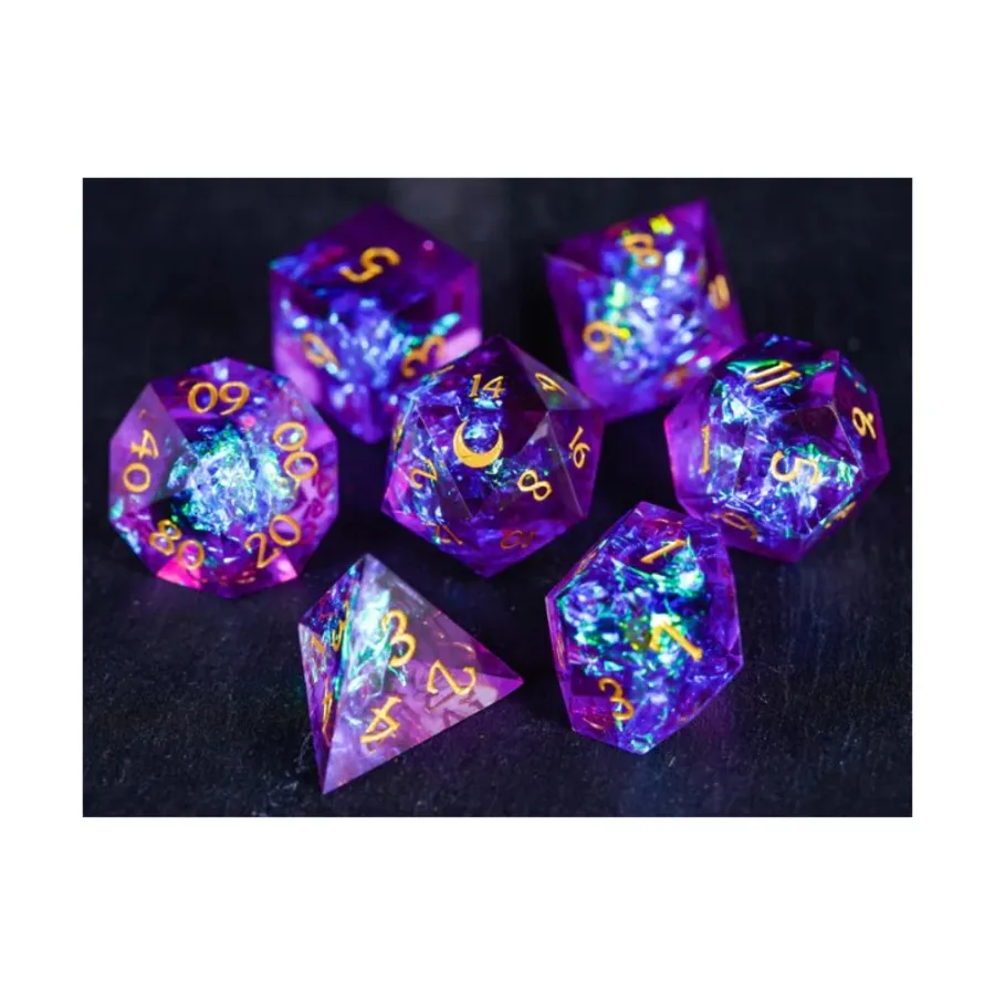 

Набор Sharp Edge Poly — фиолетовая луна с золотом (7), Resin Dice (Crystal Maggie)