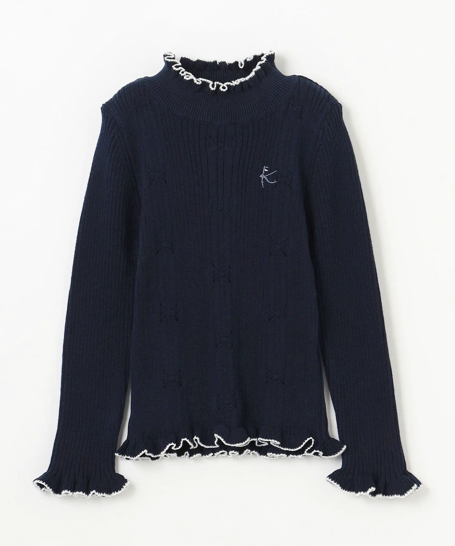 Свитер [110-140 см] Вязание в рубчик Kids Suite, Navy x Off-white [075] — фото 4