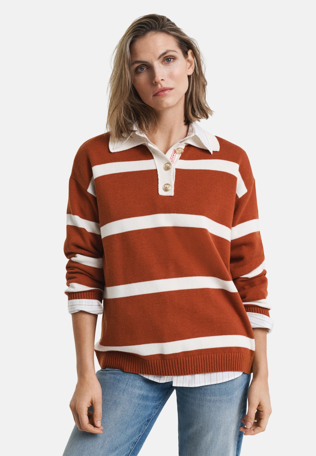 

Топ с длинными рукавами STRIPED - Polo shirt GANT, охра