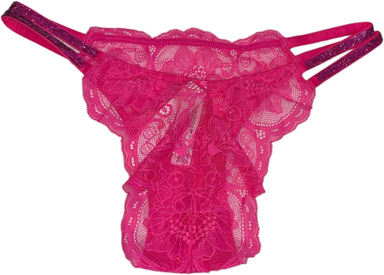 Victoria's Secret Double Shine Strap Lace бразильские трусики, цвет Pink/Fuschia, новые — фото 2