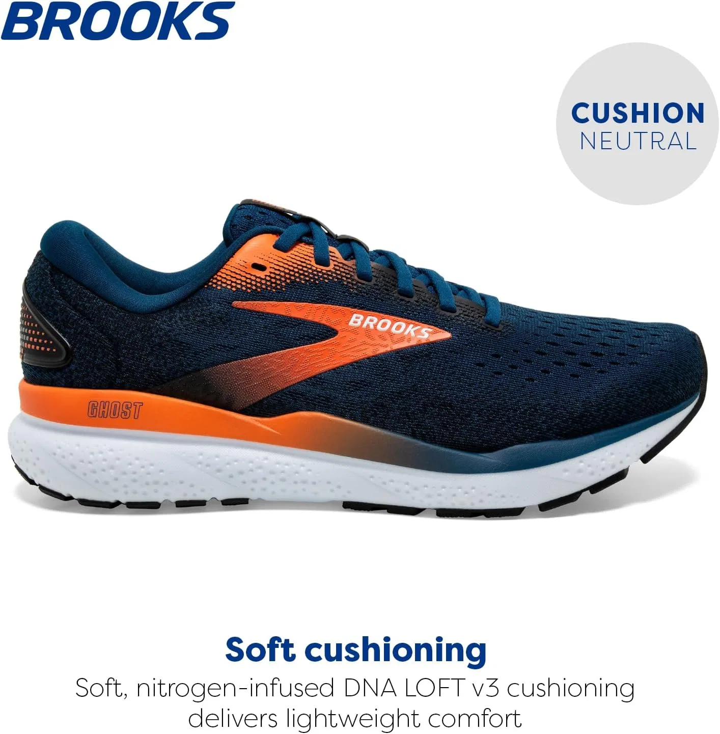 Мужские кроссовки Brooks Ghost 16, Blue Opal Black Nasturtium — фото 2
