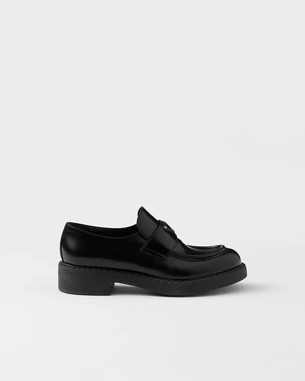 Женские лоферы из матовой кожи шоколадного цвета Prada, черный — фото 2