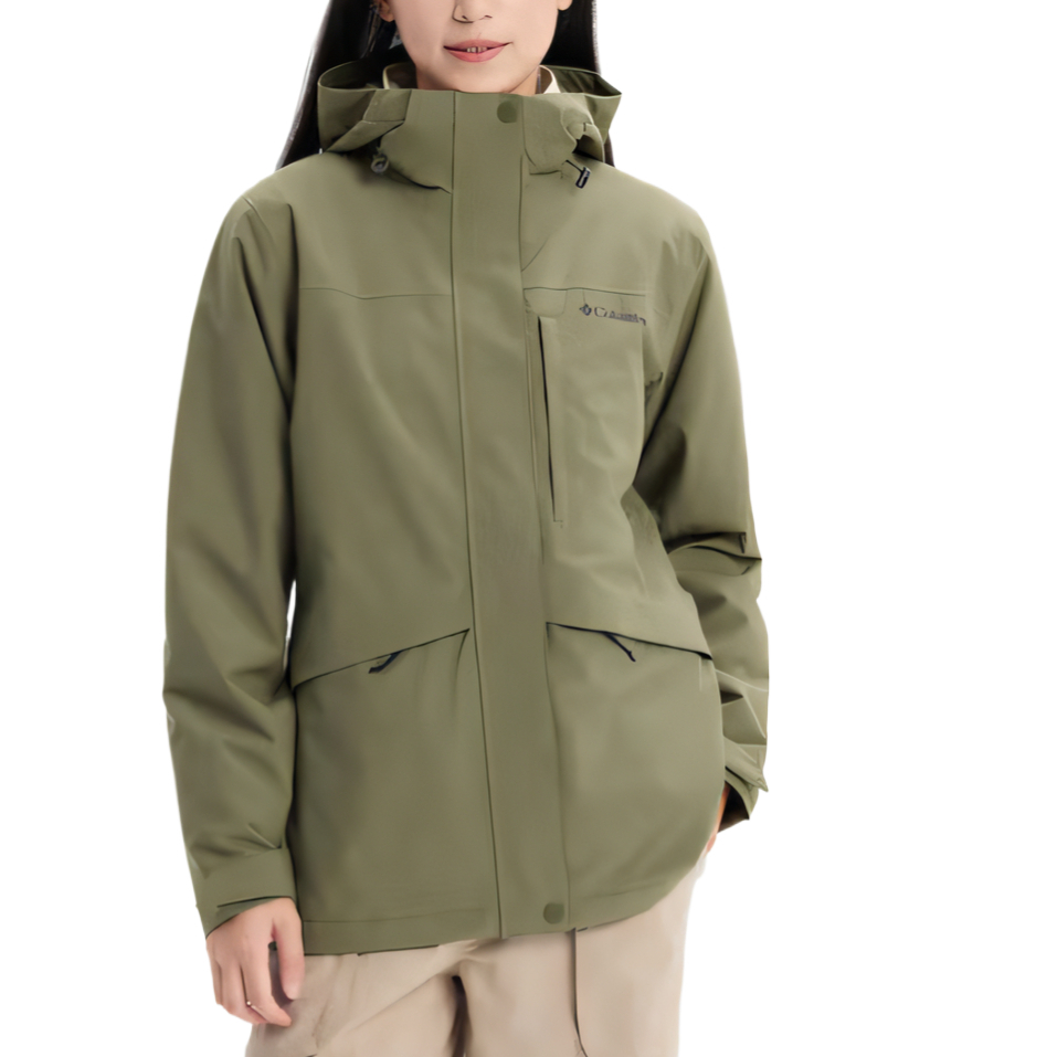

Columbia Термостойкая водонепроницаемая ветровка женская, Army Green & Ivory White