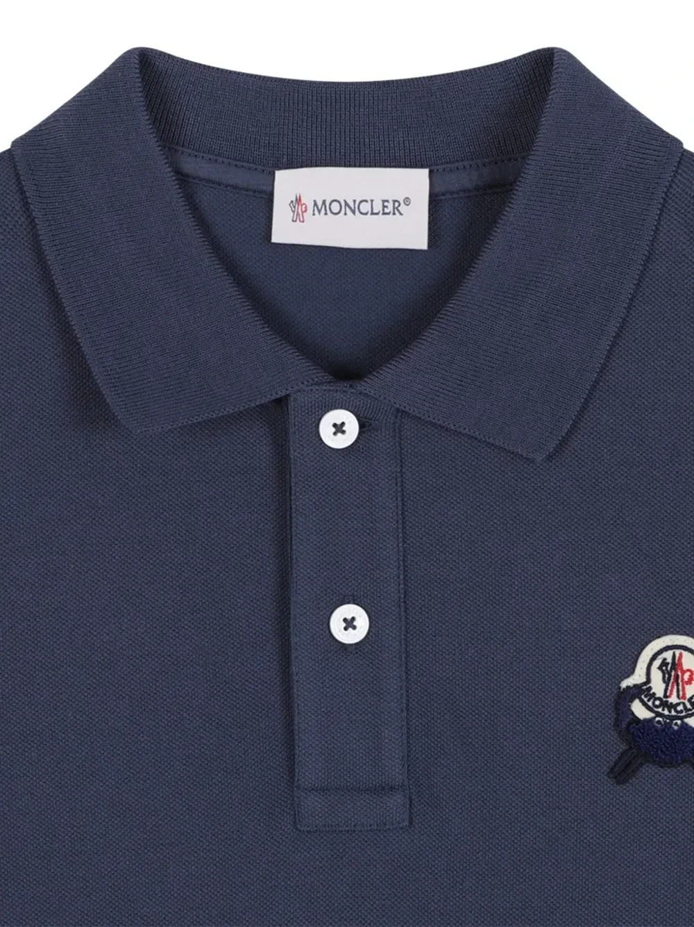 Рубашка поло с нашивкой-логотипом Moncler Enfant, синий — фото 4
