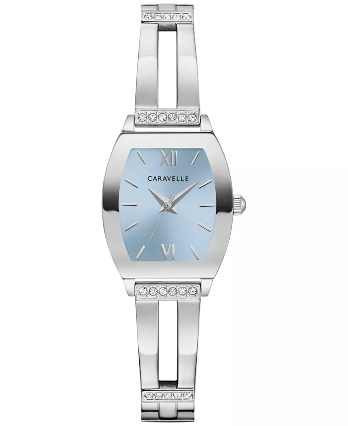 

Женские наручные часы 22 мм с расширяющимся браслетом из нержавеющей стали и кристаллами Caravelle