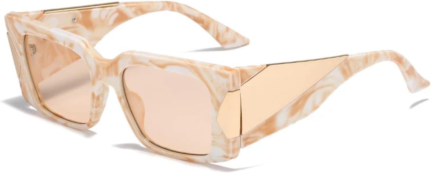 

Модные солнцезащитные очки класса люкс для женщин и мужчин, с широкими дужками, металлические, для путешествий и вождения, с защитой от УФ-излучения UV400 TKKTLLT, Tea Flower Pink