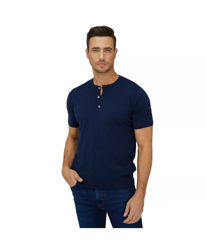 

Мужская хлопковая кашемировая футболка-поло Bellemere ShortTrim Fit Bellemere New York, синий
