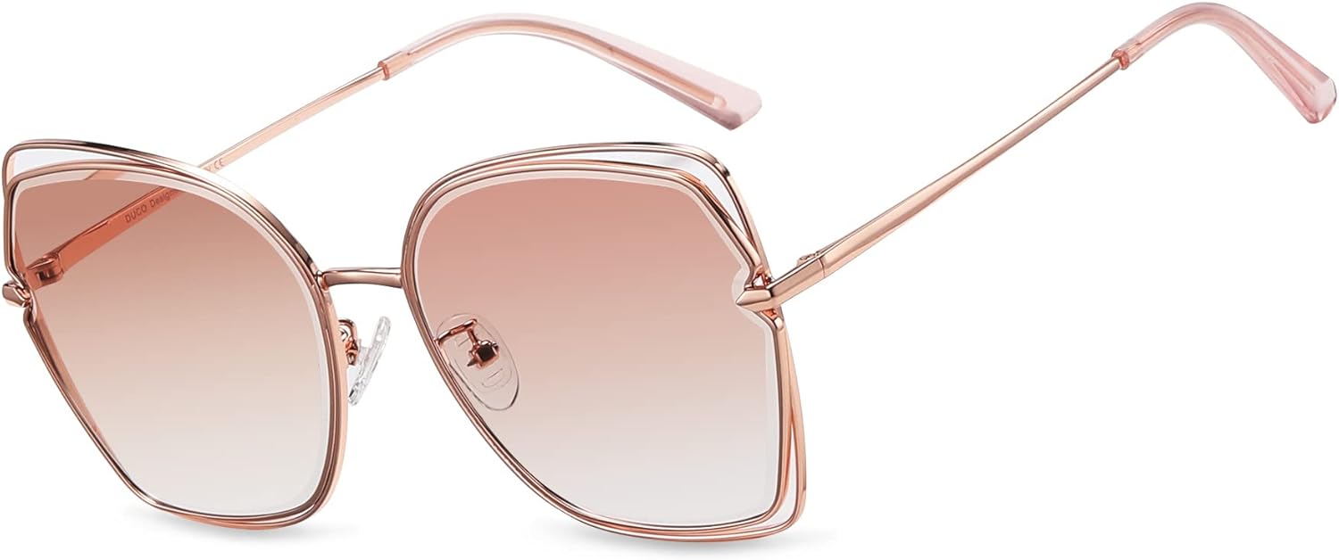 

Женские модные солнцезащитные очки DUCO Oversized с цветными линзами и защитой от УФ-излучения, стильные ретро-дизайнерские солнцезащитные очки DC1226, Gold Frame Gradient Brown Lens