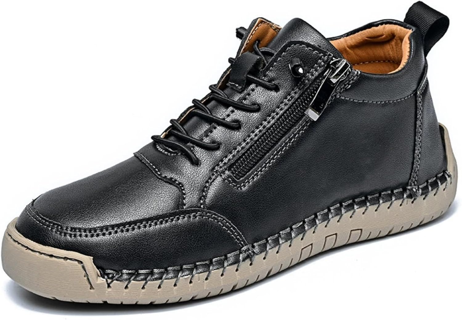 

Женские ботильоны с боковой молнией, слипоны на платформе, противоскользящие кроссовки для бега и тенниса, винтажные кожаные лоферы на плоской подошве, удобная легкая обувь для ходьбы Wabkderpu, черный