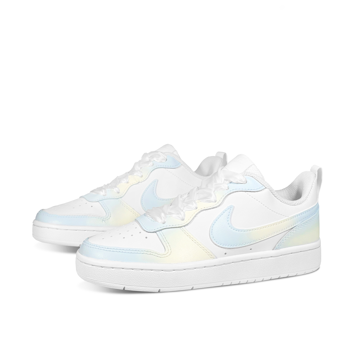 Nike Court Borough Sea Salt Grapefruit Low top Детские скейтбординг кроссовки Blue Yellow для подростков — фото 4