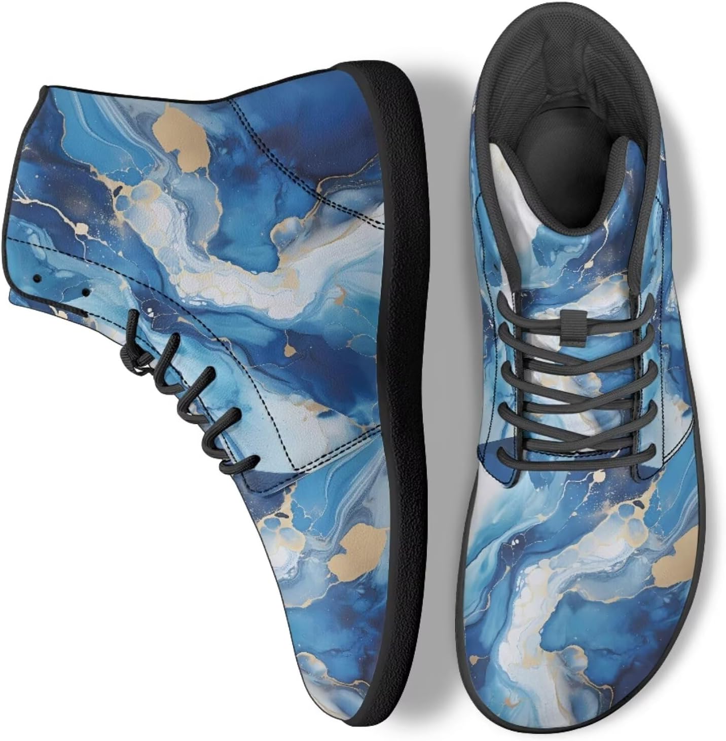 

Высокие кроссовки для ходьбы для мужчин и женщин с широким носком, беговые кроссовки из ПУ-кожи для тренировок Ecaestolph, синий/голубой