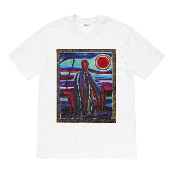 

Футболка Supreme SS19 Reaper Tee Printing Short Sleeve Unisex Gray White, белый