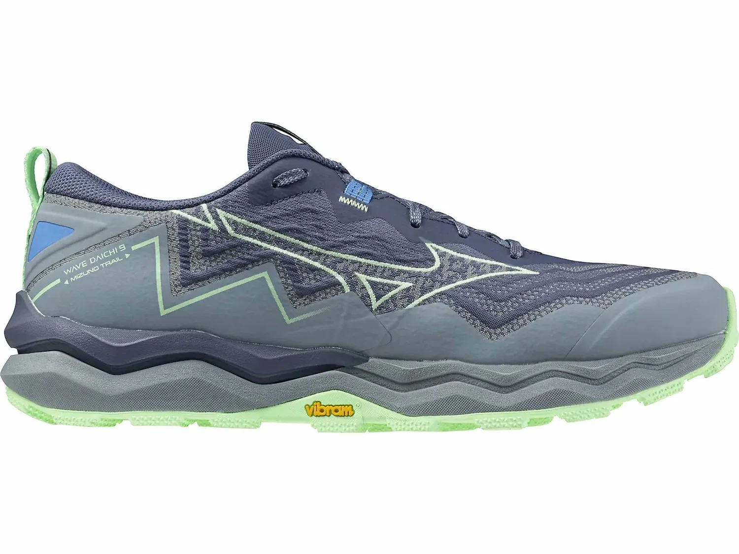 MIZUNO Мужские кроссовки для трейлраннинга Daichi 9 в винтажном индиго-нео-мятном цвете