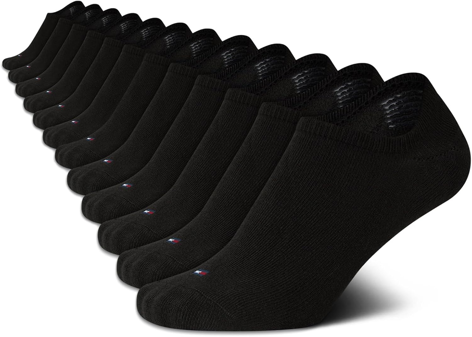 

Женские носки Tommy Hilfiger для показа на сцене - 12 пар дышащих спортивных носков без косточек - тонкие, с низкой посадкой, для женщин (размер обуви: 4-10), Black Logo