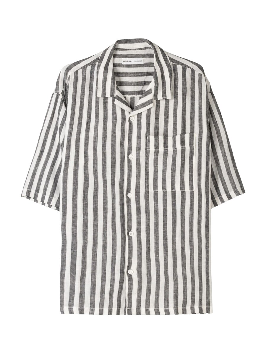 

Удобная рубашка на пуговицах Bershka, цвет Basalt grey/White