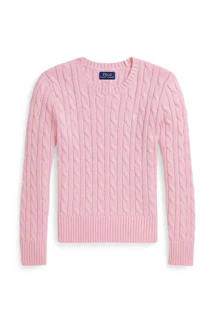 Свитер детский с косами Polo Ralph Lauren, розовый — фото 2