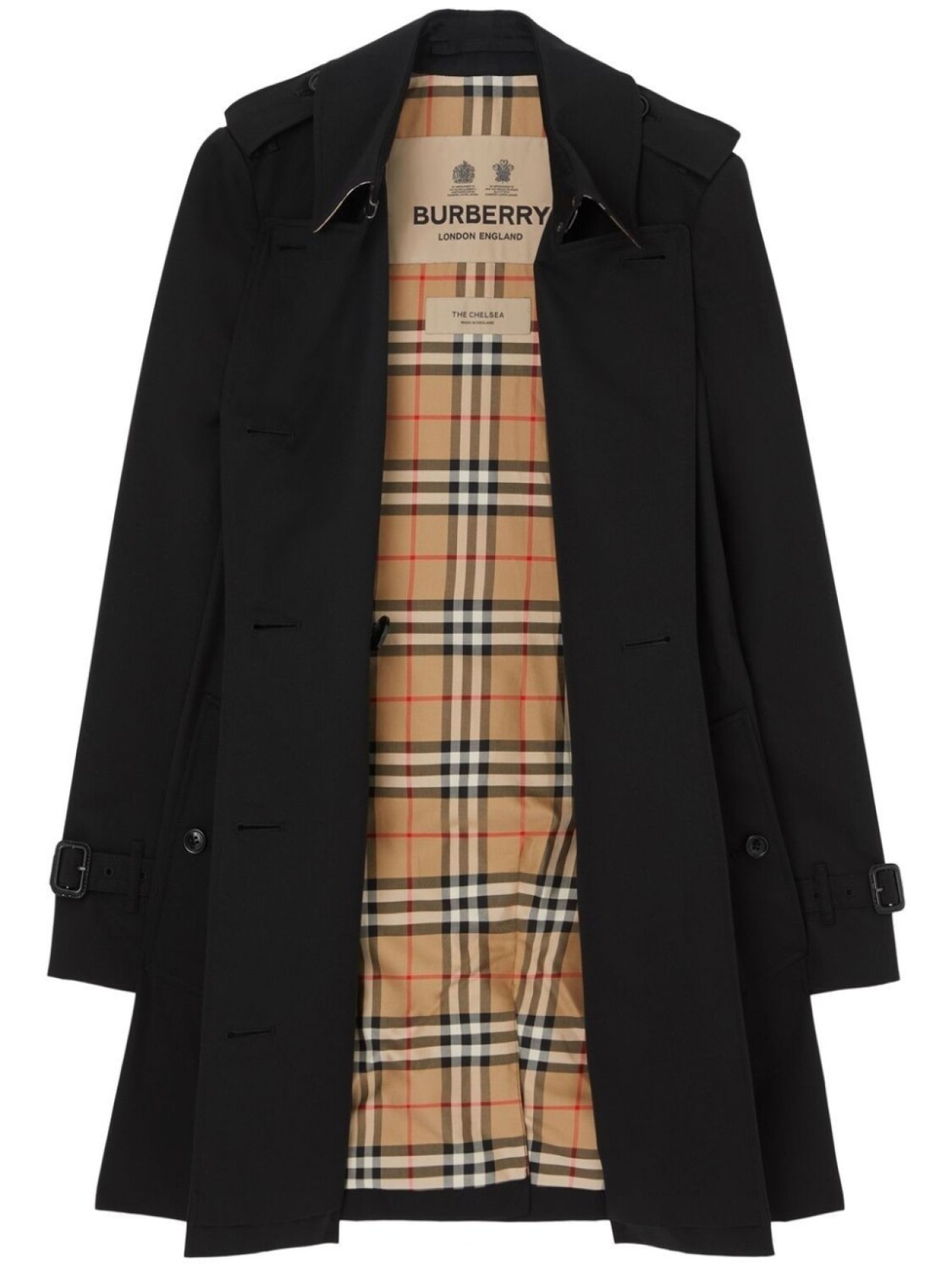 Тренч Burberry The Short Chelsea Heritage, женский, черный