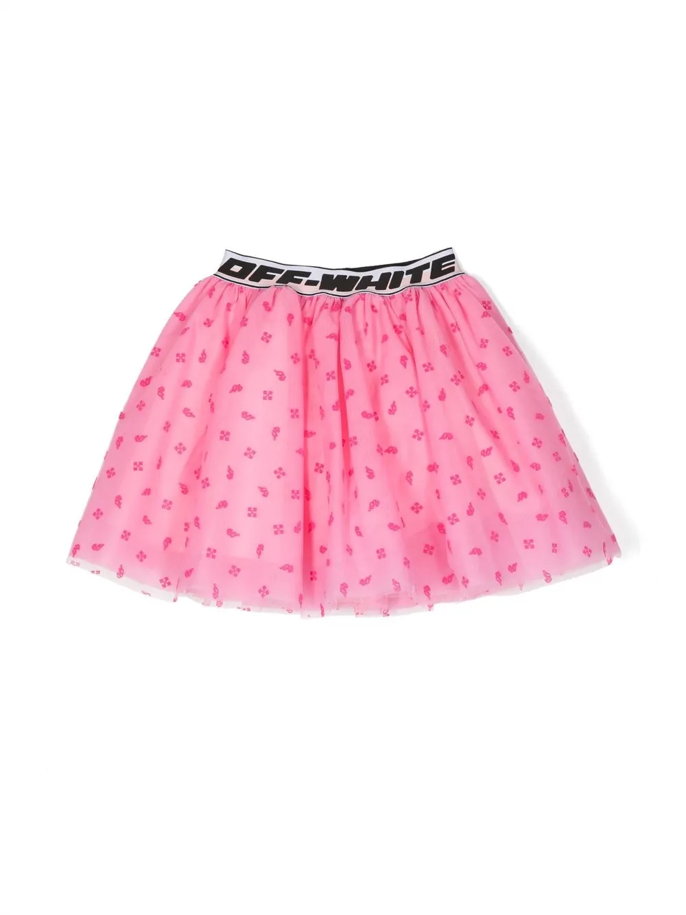 

Расклешенная юбка мини с логотипом OFF-WHITE KIDS, розовый