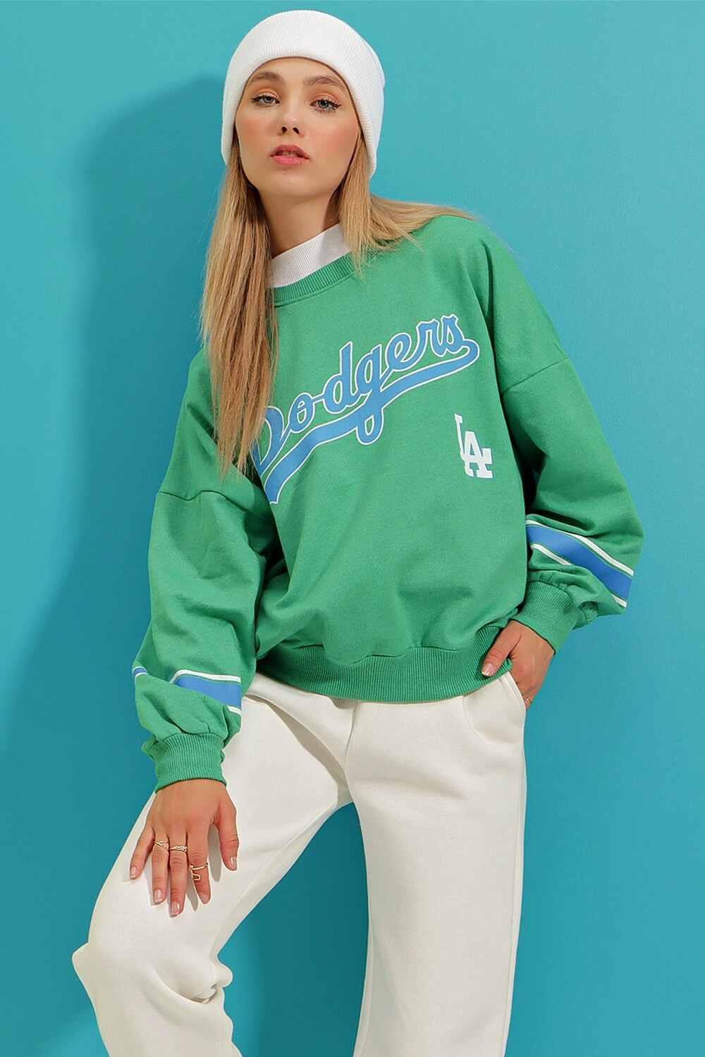 

Толстовка - Зеленый - Oversize Trend Alaçatı Stili, зеленый