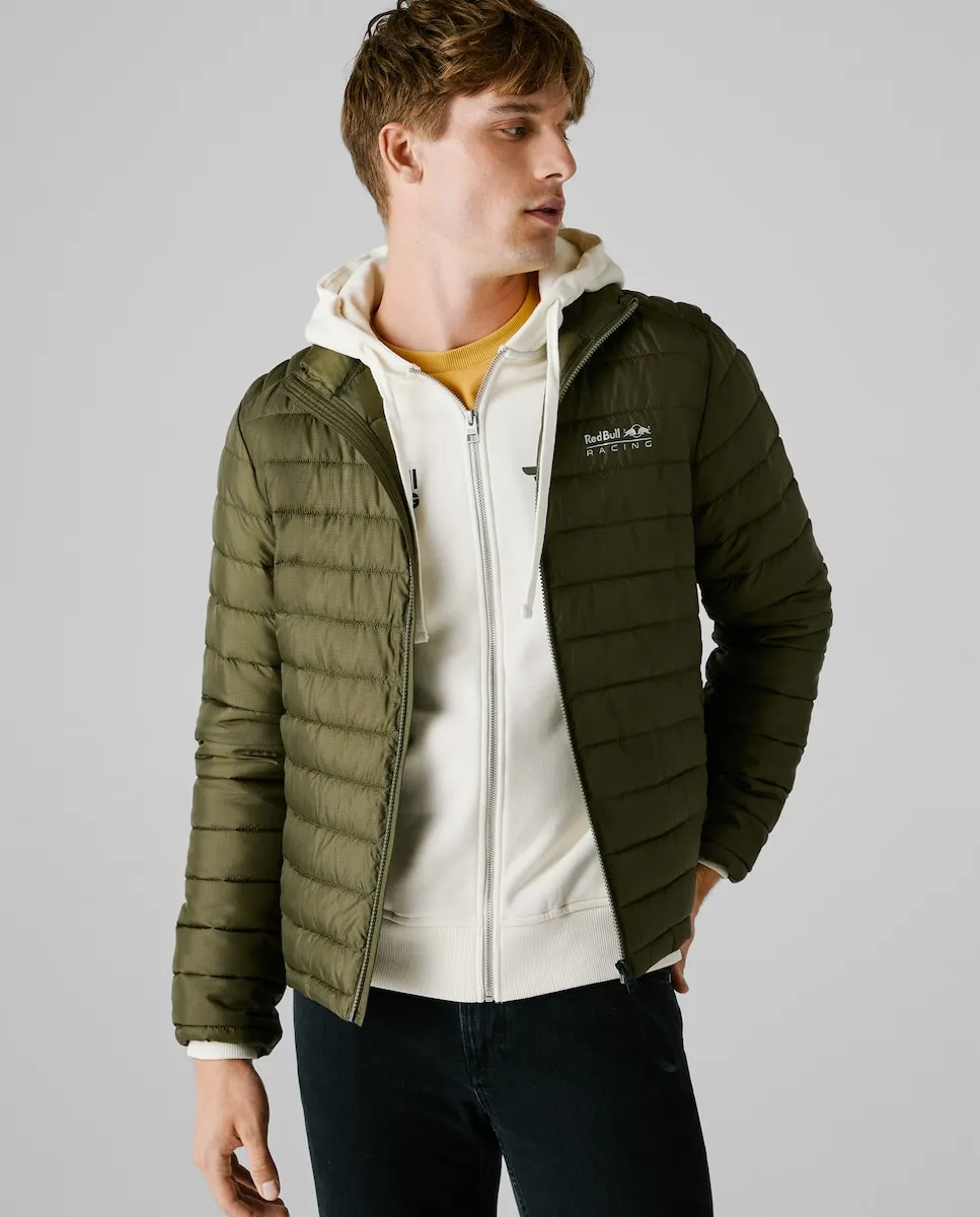 

Мужской стеганый пуховик с принтованным логотипом Pepe Jeans, военный зеленый