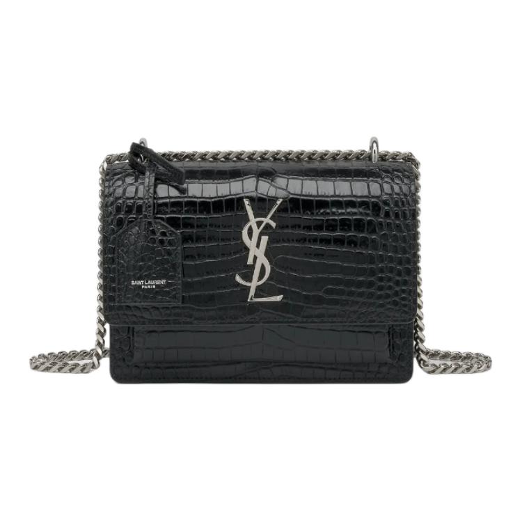 

SAINT LAURENT Кожаная монограмма САНСЕТ плечевая сумка средняя женская черная