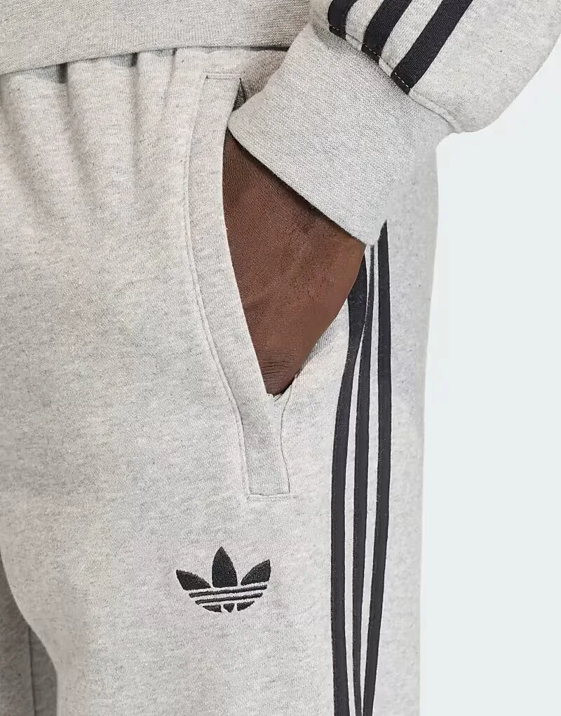 Спортивные штаны Adidas Originals с тремя полосками, средне-серый меланж — фото 2