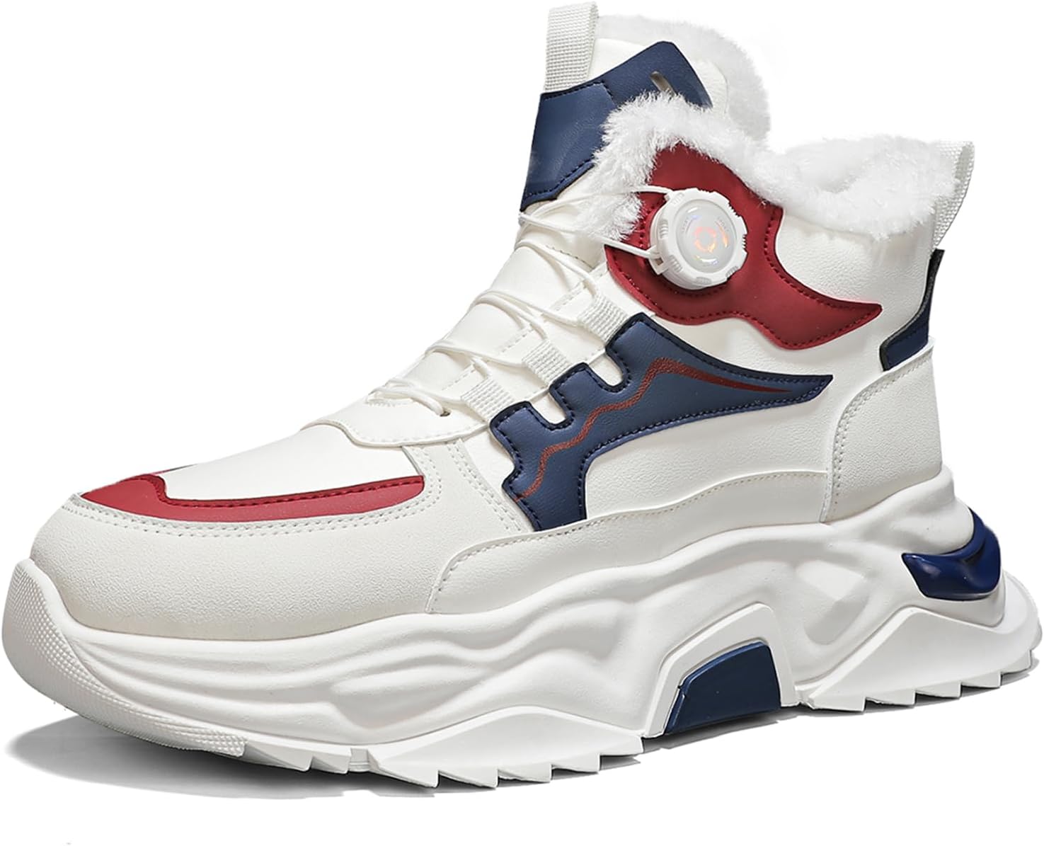 

Мужские модные кроссовки высокие для ходьбы, спортивные и повседневные кроссовки, массивные кроссовки для мужчин Spwagym, белый/красный