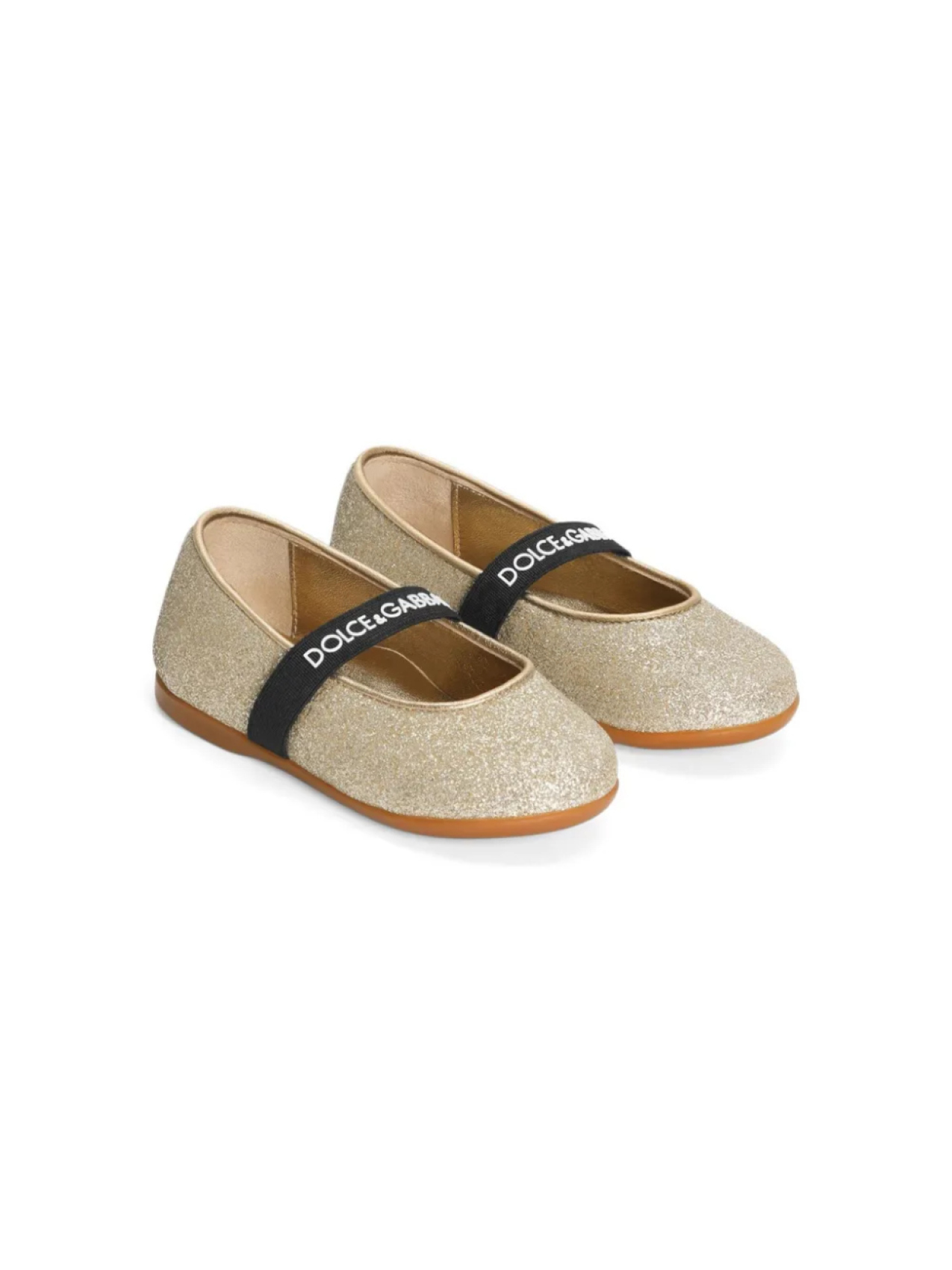 

Dolce & Gabbana Kids балетки с блестками, золотой