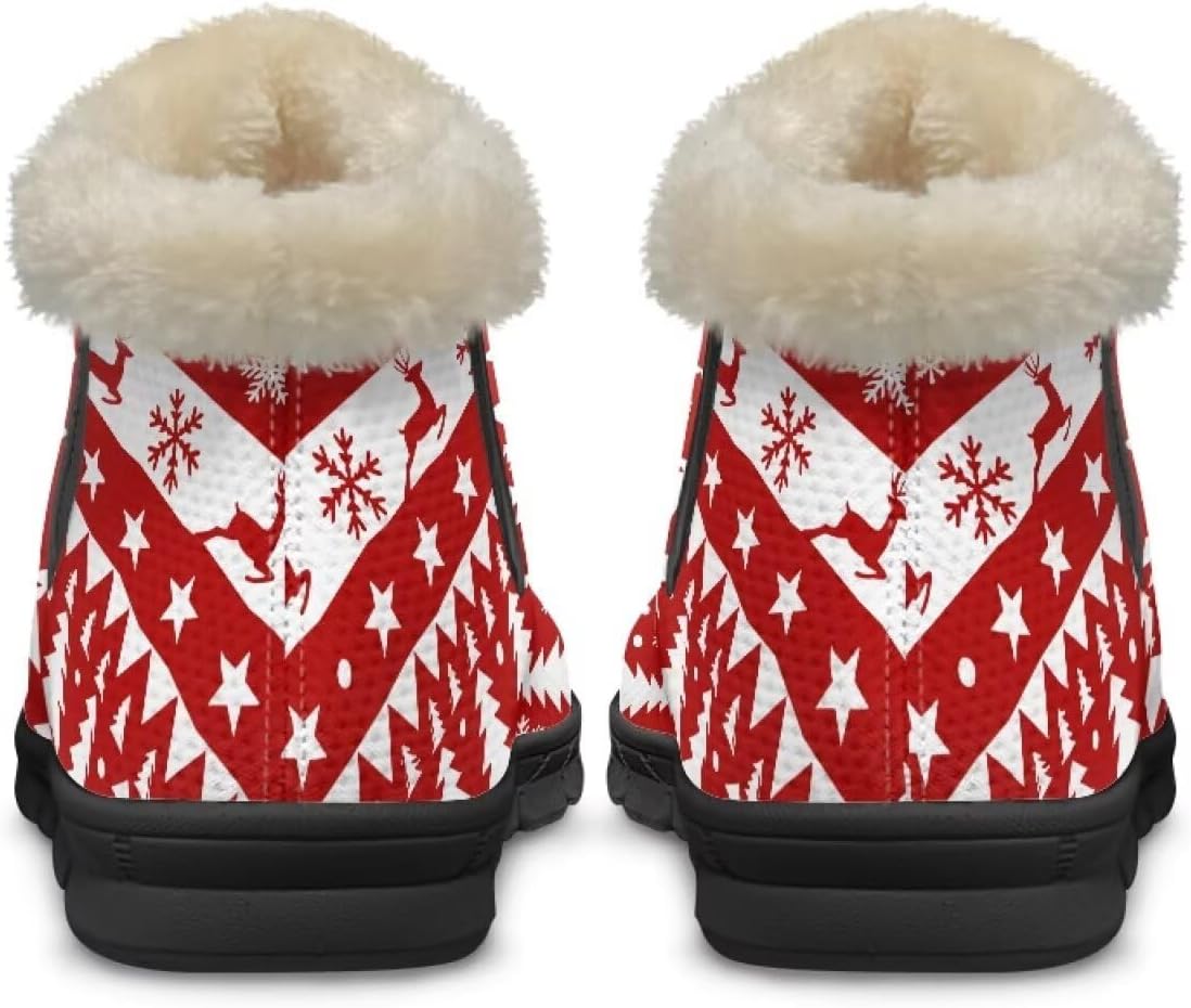

Зимние сапоги Noprintge для женщин и мужчин, мягкие с уютной плюшевой подкладкой, нескользящие теплые ботинки, Tree Snowflake Deer