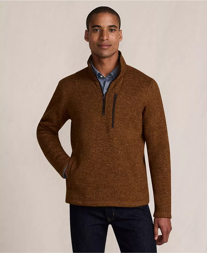

Мужская флисовая толстовка с молнией на четверть Lands' End, коричневый