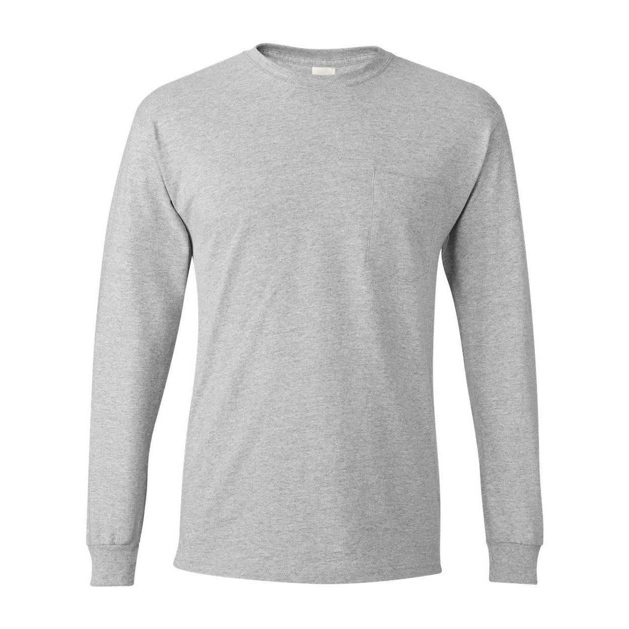 

Футболка Hanes Authentic с длинным рукавом и карманом, цвет light steel