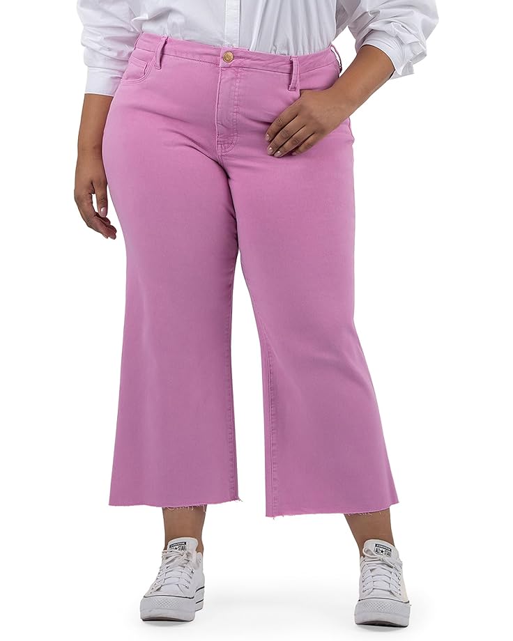 

Джинсы KUT from the Kloth Plus Size Meg High Rise Fab Ab Wide Leg Raw Hem, цвет Peony Pink
