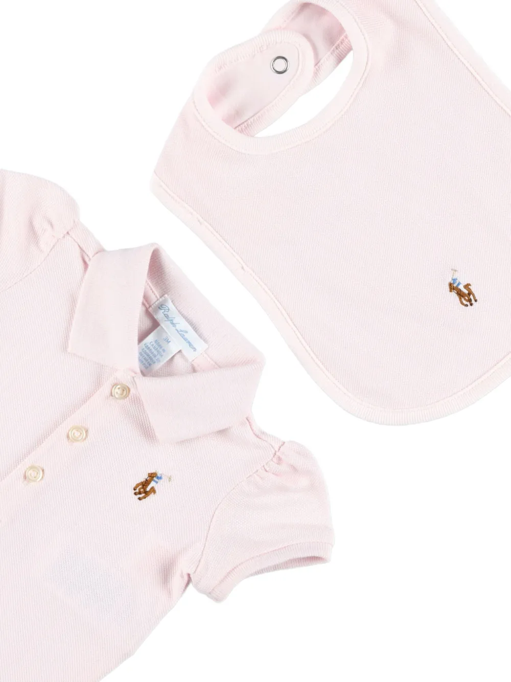 Комплект боди с вышитым логотипом Polo Ralph Lauren Kids, розовый — фото 3