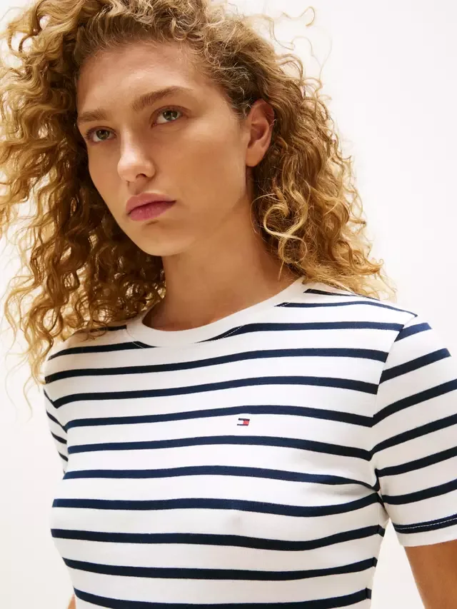 Приталенная футболка в полоску, разноцветная Tommy Hilfiger — фото 4