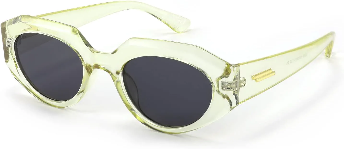 

FEISEDY Модные солнцезащитные очки неправильной формы для женщин в стиле ретро, ​​прямоугольная узкая оправа, модель B2754, 004 Light Yellow & Black Gray Lens