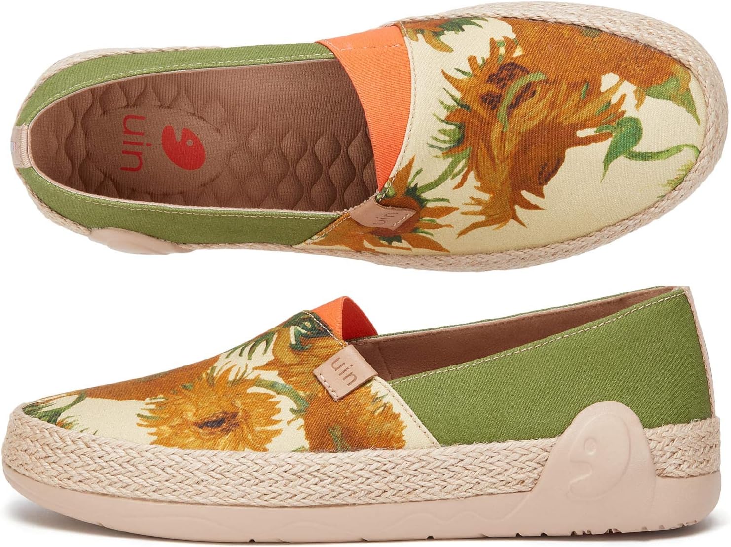 Мужские эспадрильи UIN Slip Ons- легкие прогулочные повседневные лоферы, удобные, с ручной росписью, серия Marbella, Marbella-van Gogh Sunflowers — фото 2