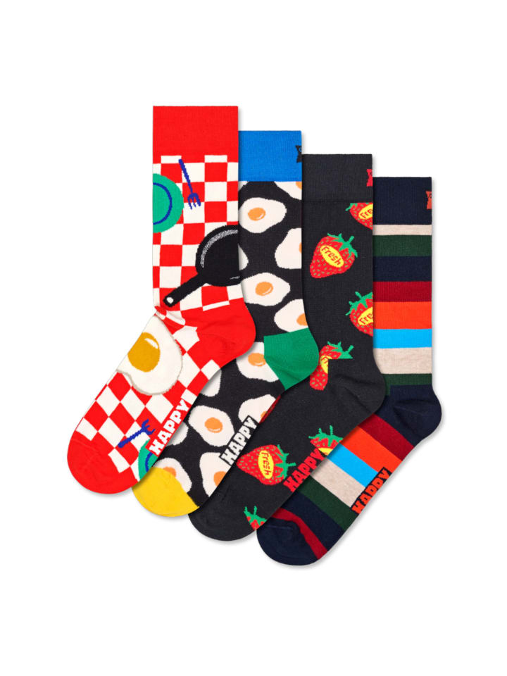 

Happy Socks Набор из 4 носков с изображением продуктов питания, красный