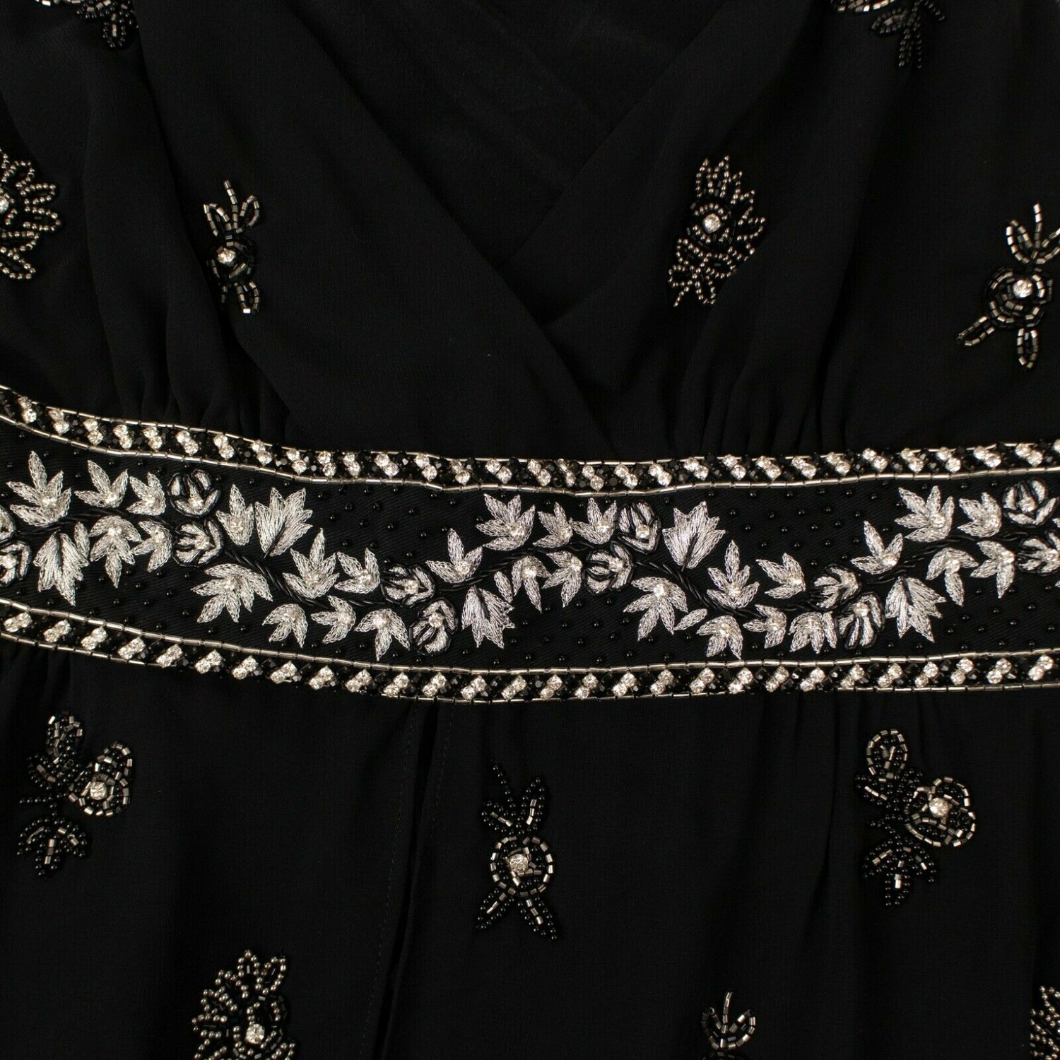 

Женское черное платье миди из шелкового шифона с украшением Amiri, цвет Pattern
