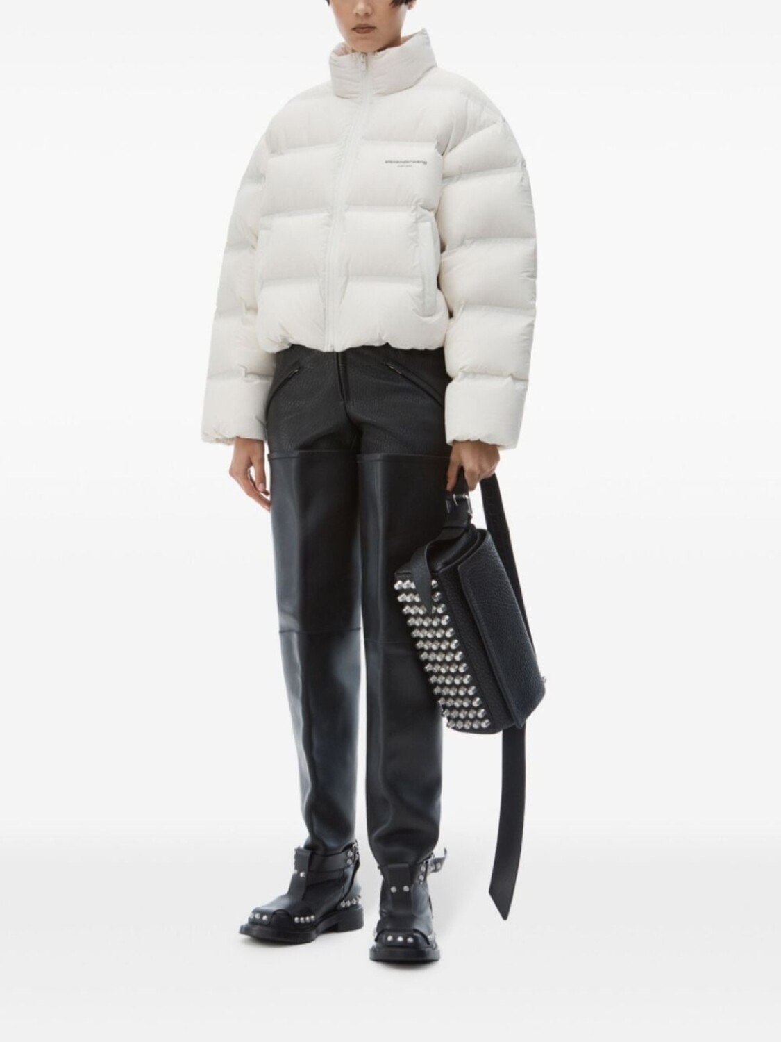 Укороченная стеганая куртка Alexander Wang, белый — фото 2