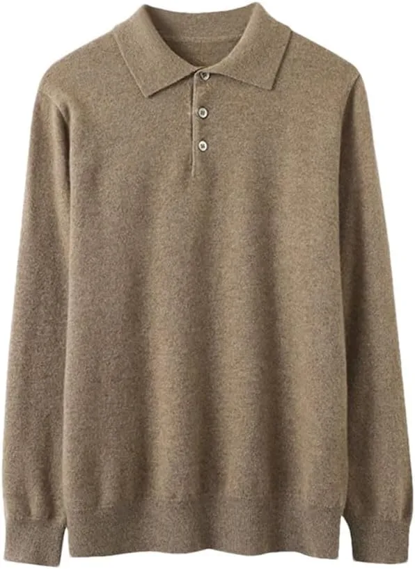 

Мужской свитер из кашемира с воротником на пуговицах