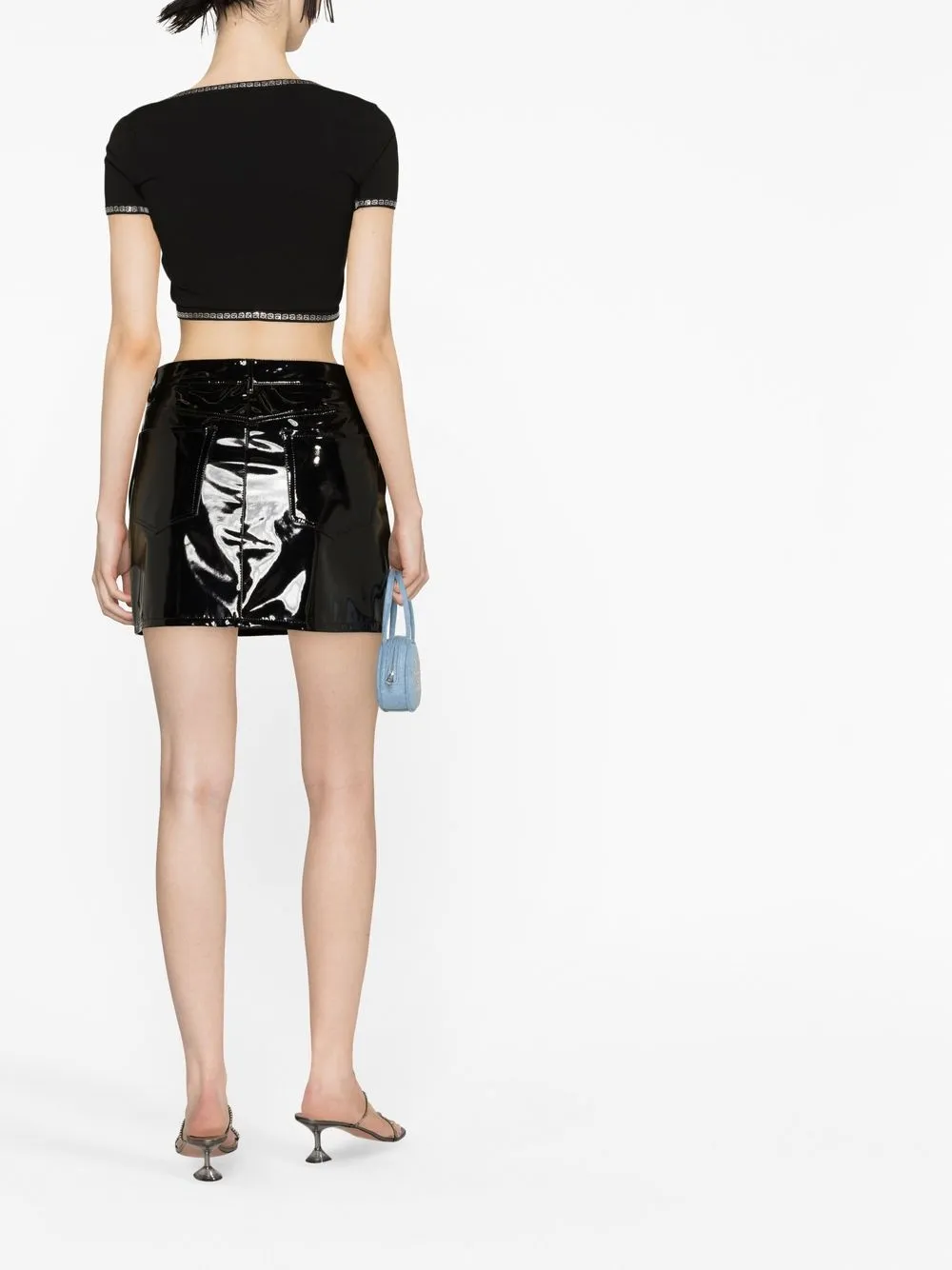 Укороченная футболка с U-образным вырезом Alexander Wang, черный — фото 4