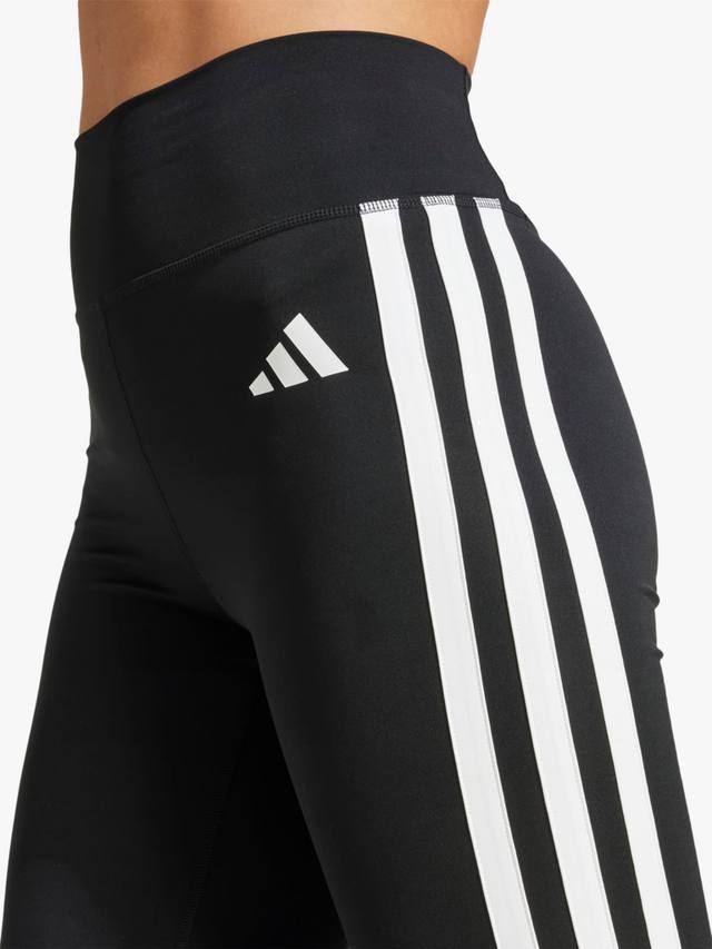 Optime Essentials Aeroready леггинсы с расклешенными штанинами и 3 полосками adidas, Black/White — фото 3