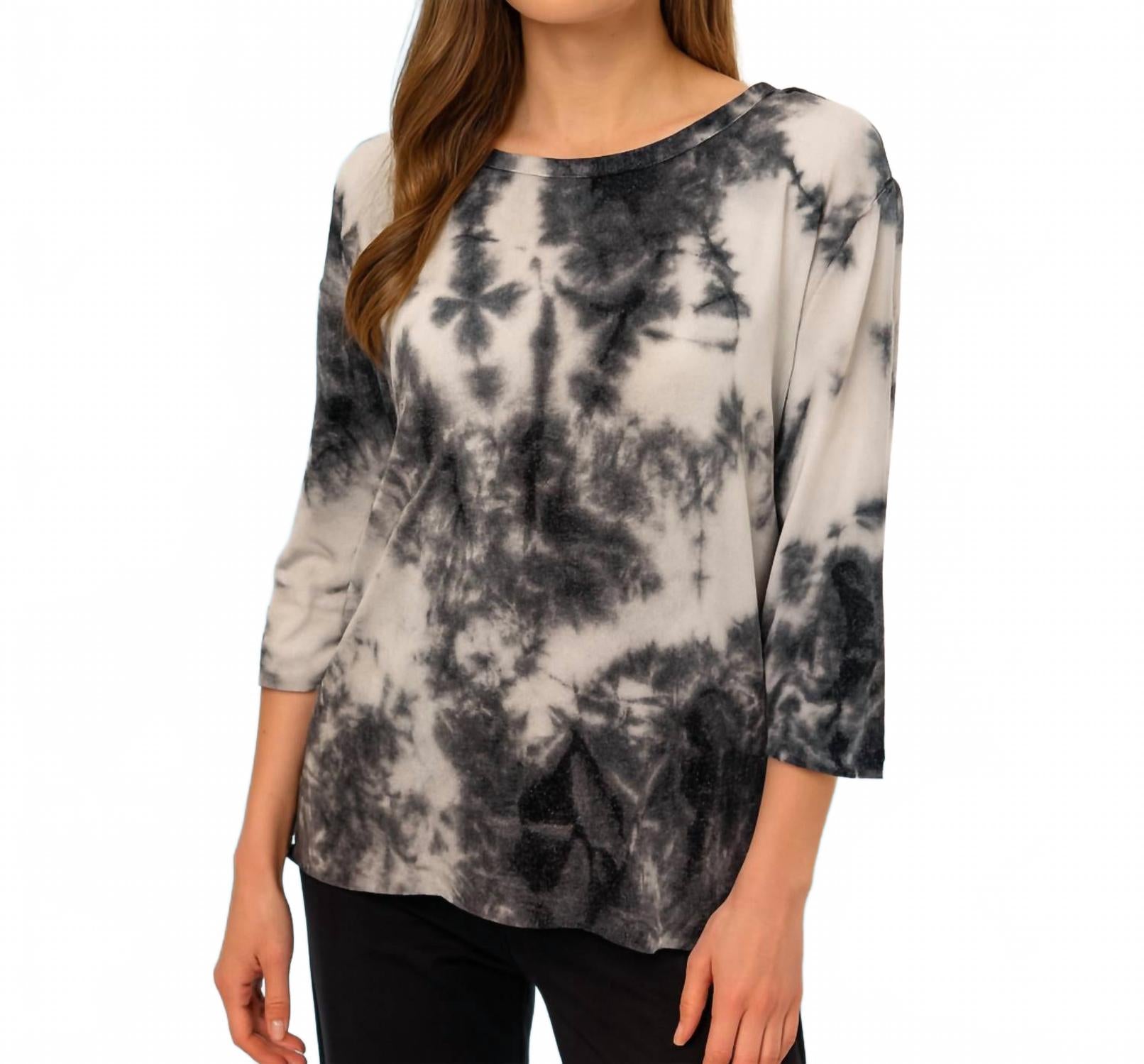 

Топ с круглым вырезом в стиле тай-дай, белый/черный French Kyss, белый/черный