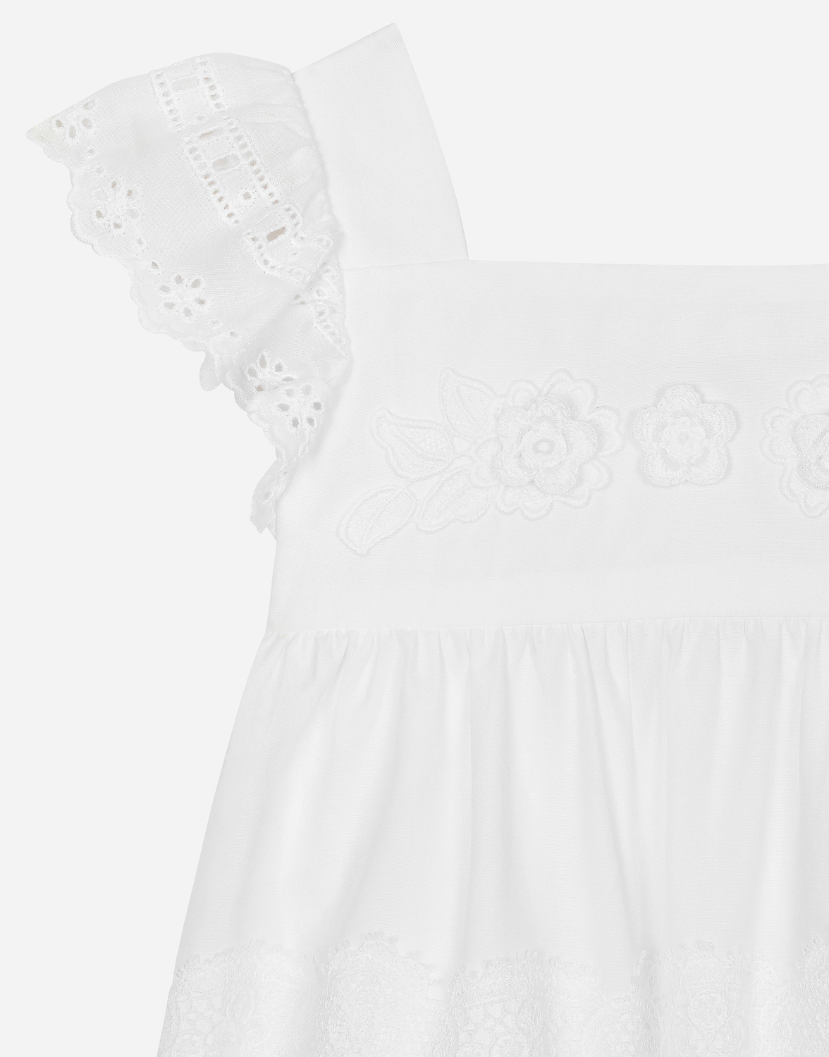 Комбинезон из хлопка с кружевной отделкой Dolce&Gabbana, белый — фото 4