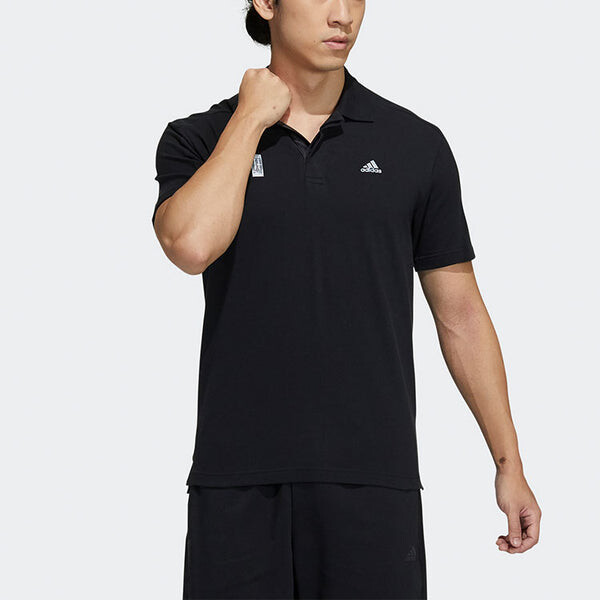 Футболка series logo solid color short sleeve polo shirt black Adidas, черный — фото 2