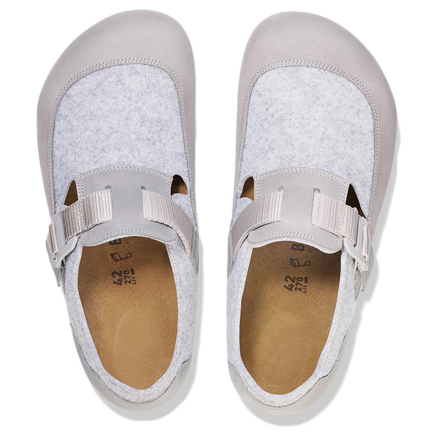 Лондонские лоферы Nova с пряжкой и войлочным ремешком Birkenstock, Lime серый — фото 4
