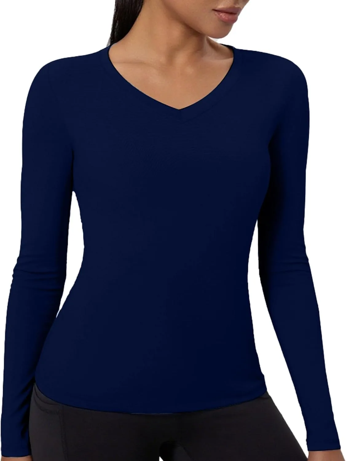 

V-образный компрессионный топ для женщин с длинным рукавом Cool Dry для тренировок OVIYEGAIN