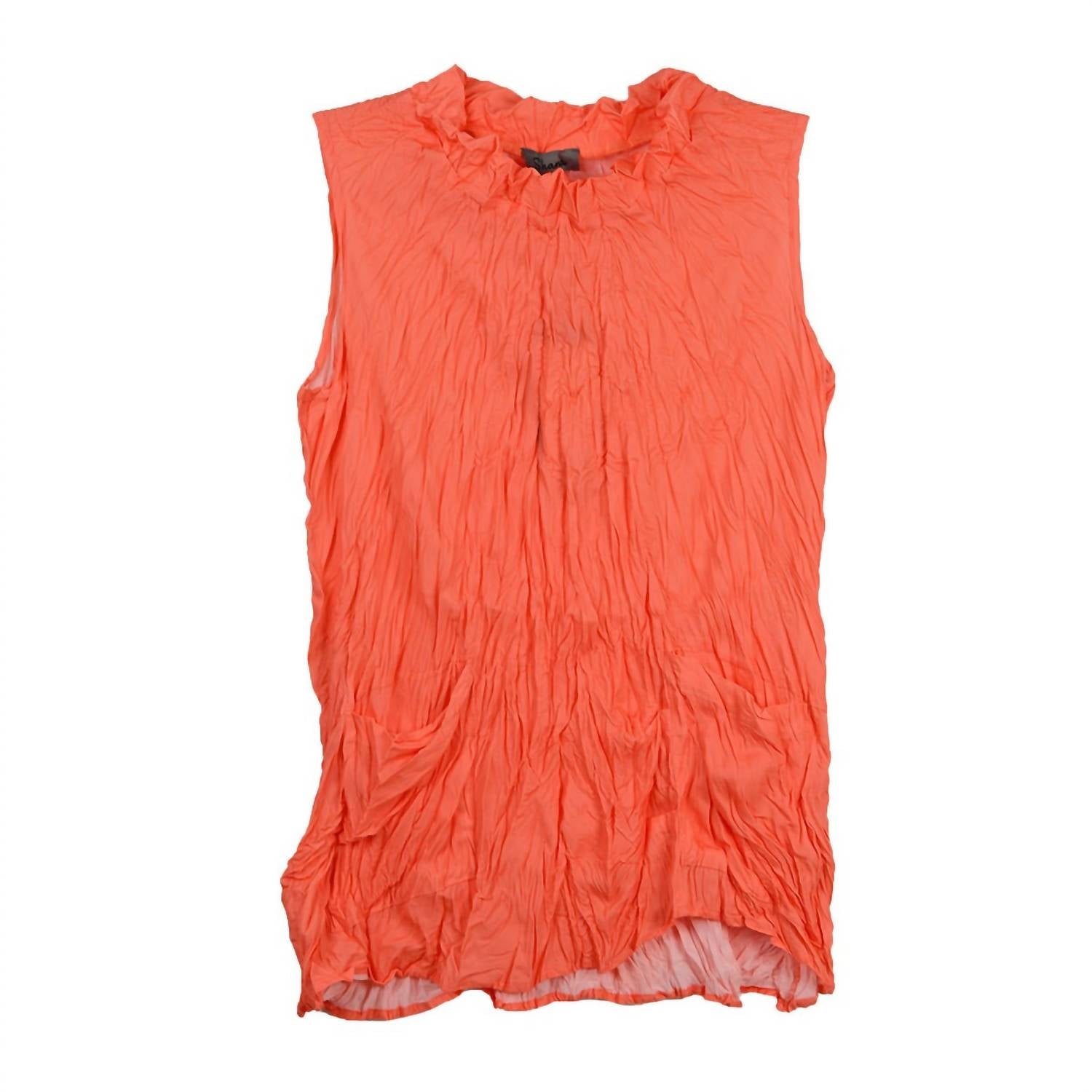 

Женский безрукавный топ с эффектом плиссе в коралловом цвете Shana Apparel