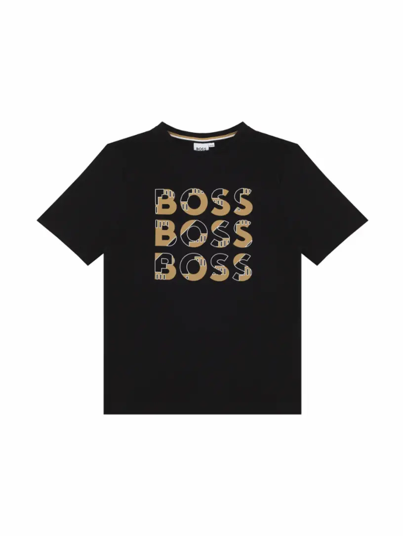 

Хлопковая футболка с логотипом BOSS, черный
